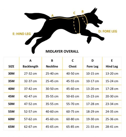 Hurtta Midlayer Overall Size Chart NZ