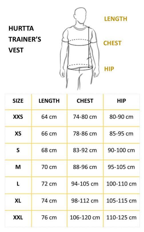 Hurtta Training Vest ECO size chart NZ